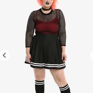 Plus Black Pleated Cheer Skirt